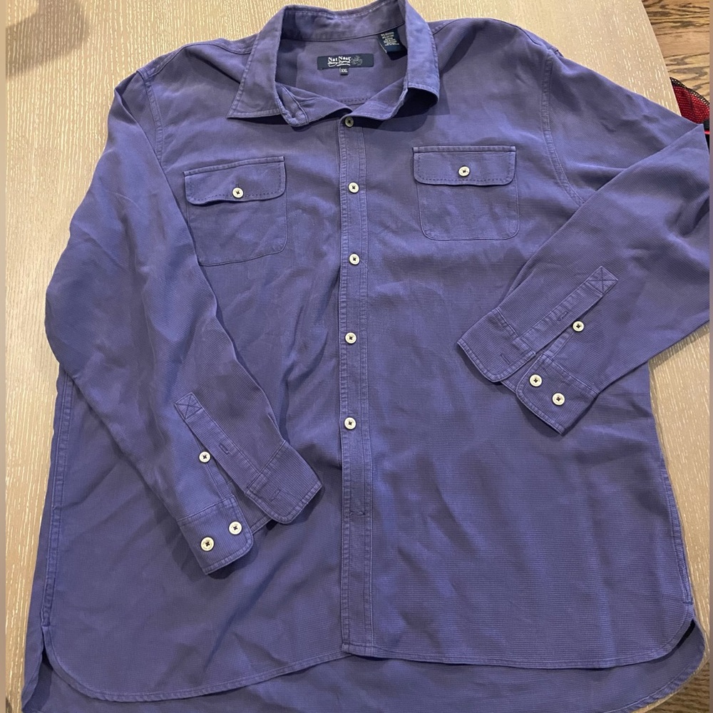 NAT NAST Mens Blue Silk/Cotton LUXURY L/S EVENING SHIRT - 2XL